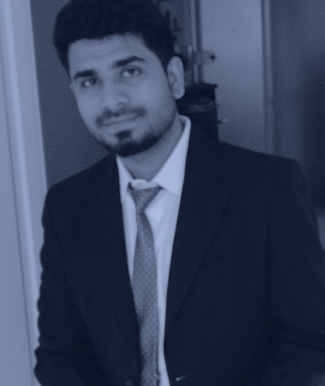 Portrait of Unais Sait in monochrome style